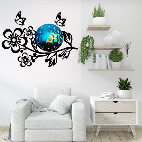 3D Wooden Flower Clock With Esthetic Dial Wall Clock
