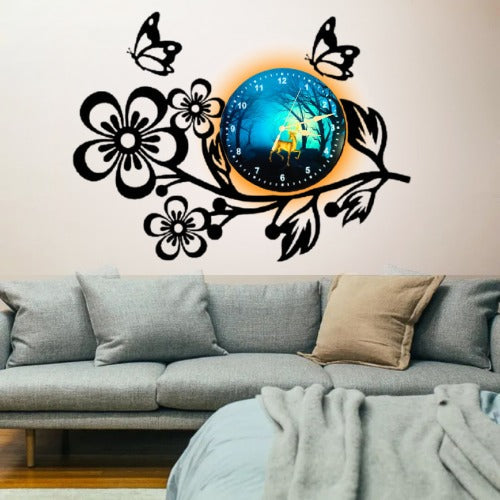3D Wooden Flower Clock With Esthetic Dial Wall Clock