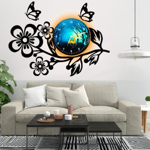 3D Wooden Flower Clock With Esthetic Dial Wall Clock