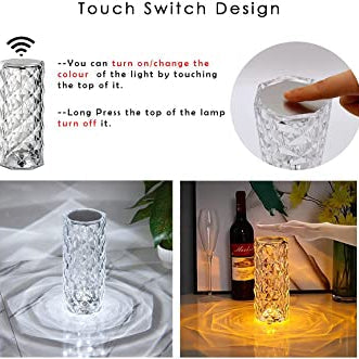 Rose Diamond Crystal Table Lamp – 16 Color