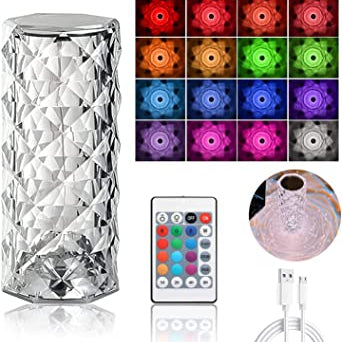 Rose Diamond Crystal Table Lamp – 16 Color