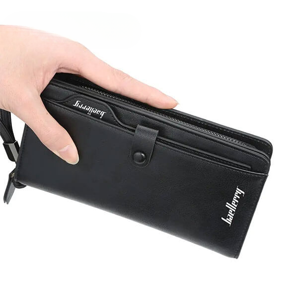 Balebaily Long Zipper Wallet for Men & Women PU Leather Wallet with 15 Card Slots Phone Pocket and Photo Window - Black