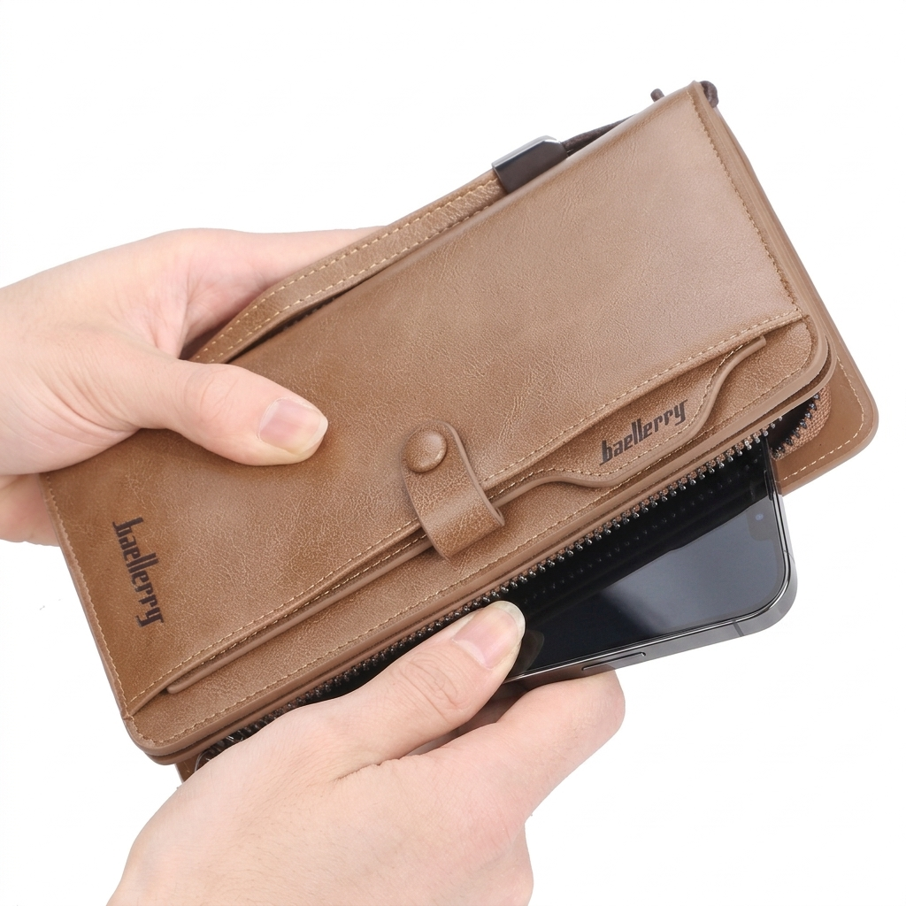 Balebaily Long Zipper Wallet for Men & Women PU Leather Wallet with 15 Card Slots Phone Pocket and Photo Window - Black