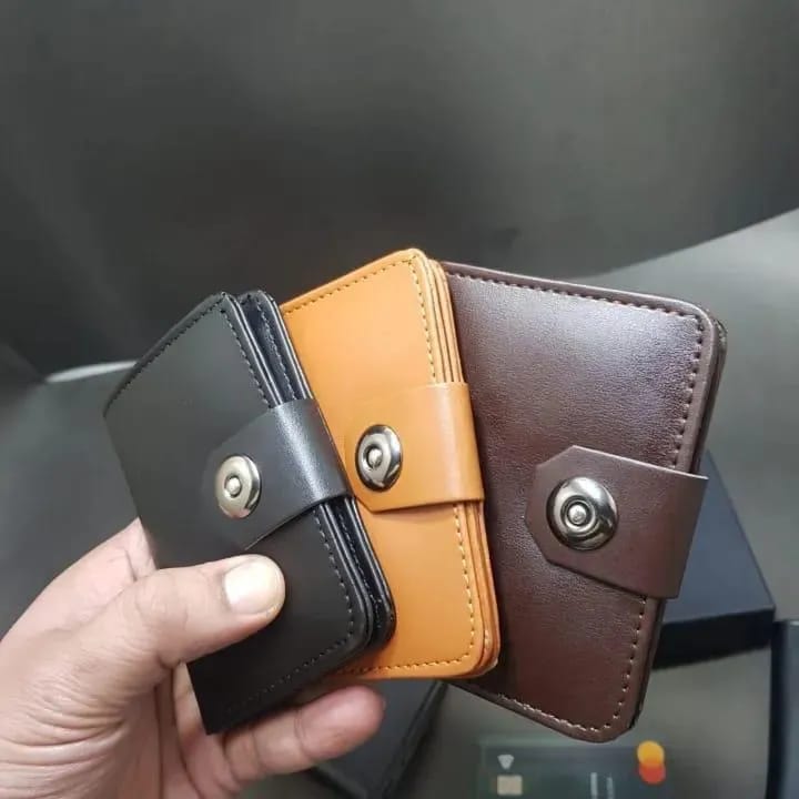 Boy's Leather Wallet Black Mustard Brown
