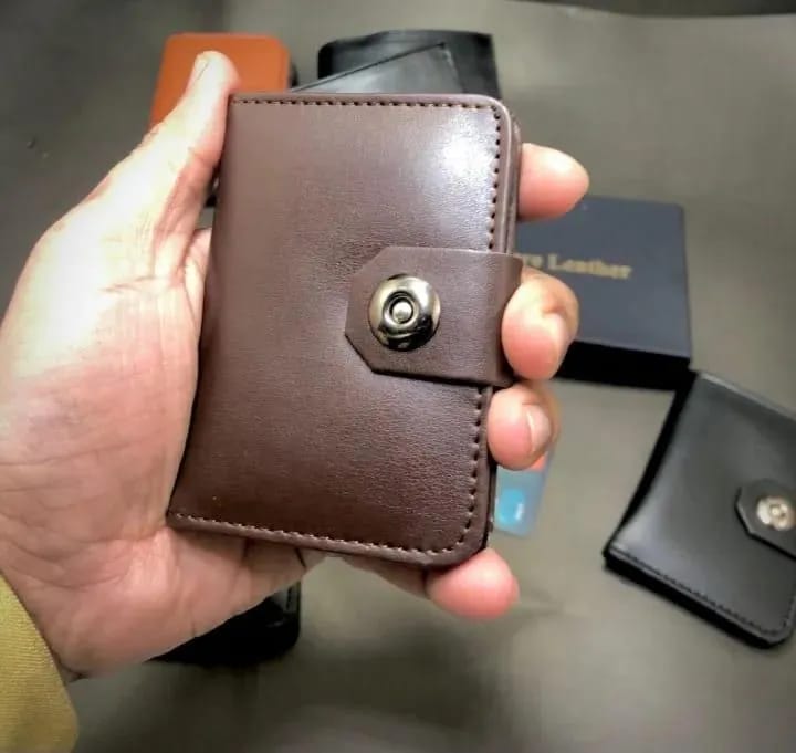 Boy's Leather Wallet Black Mustard Brown