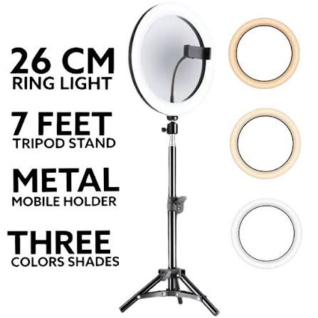 Portable 10-Inch LED Ring Light with 7 Feet Adjustable