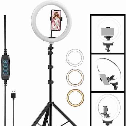 Portable 10-Inch LED Ring Light with 7 Feet Adjustable