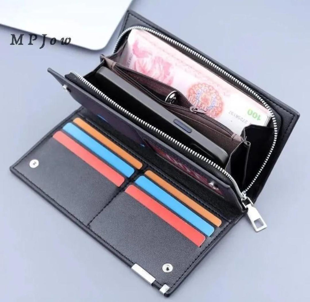 Balebaily Long Wallet Slim Multi Pocket PU Leather Design | Black