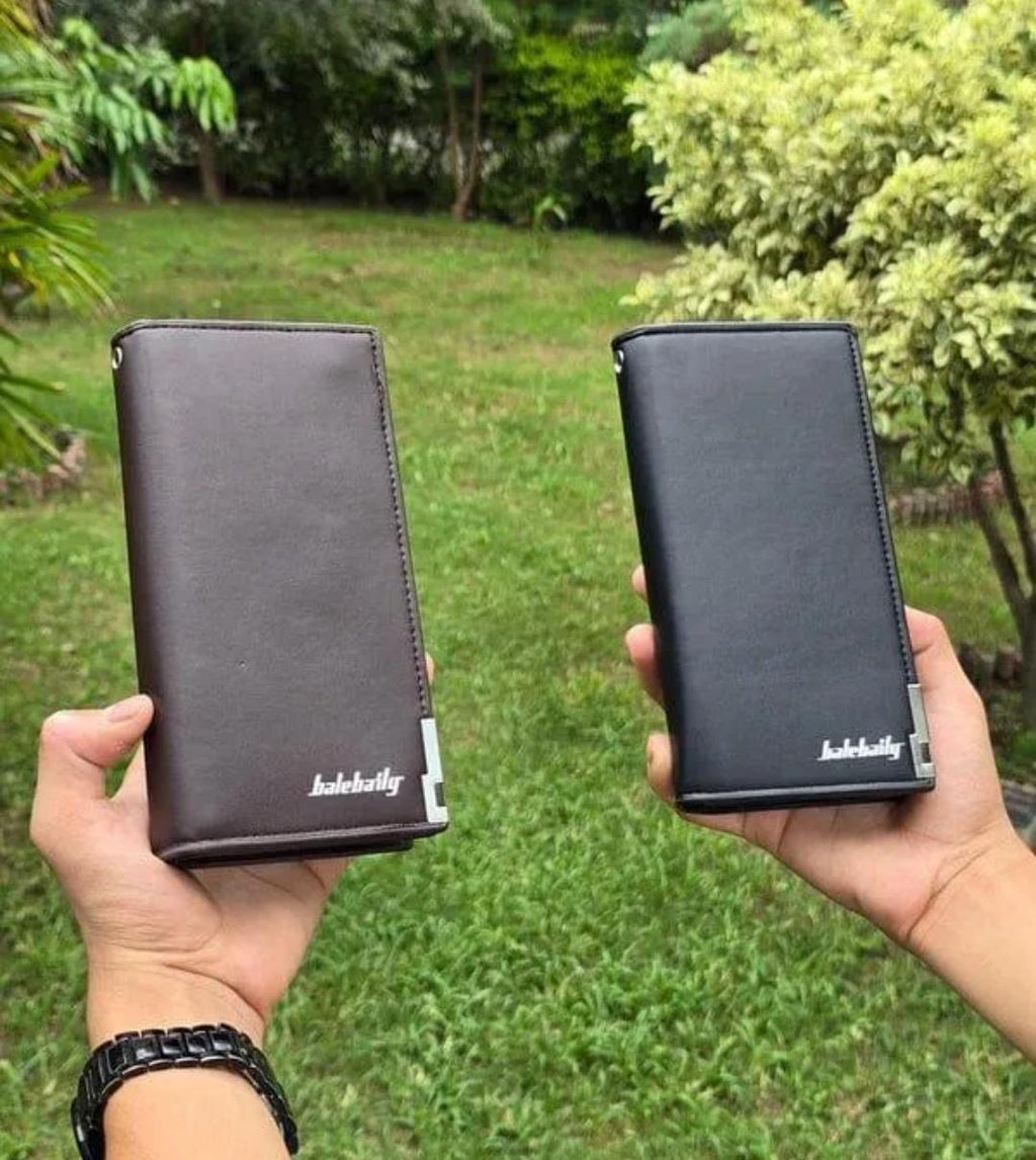Balebaily Long Wallet Slim Multi Pocket PU Leather Design | Black