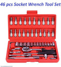 46 Pcs Socket Wrench Tool Set with Storage Case Perfect for Mechanical, Automotive, And DIY Home Repair Tasks