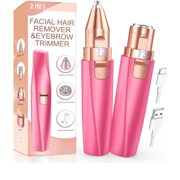 YESX HX-201 2-in-1 Eyebrow Trimmer & Facial Hair Shaver | Battery-Operated | Portable Grooming Tool