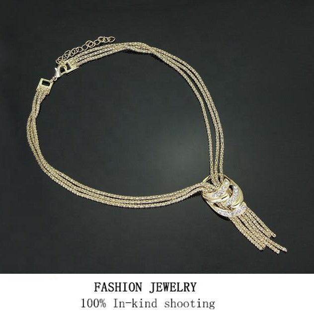 Hot Sell Gold Alloy and Rhinestone Bridal Necklace