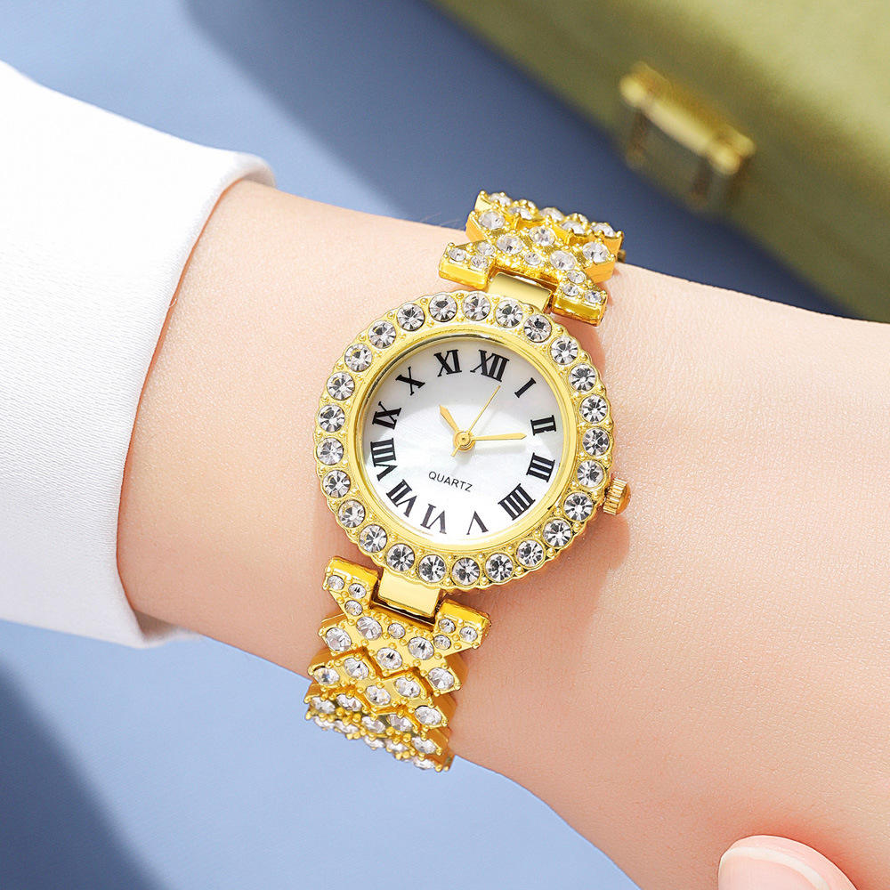 Luxury Rhinestone Roman Numeral Quartz Watch