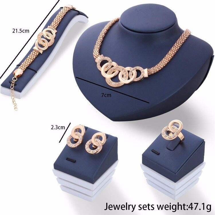 Fashion Jewelry Women Luxury 4pcs/Set Gold
