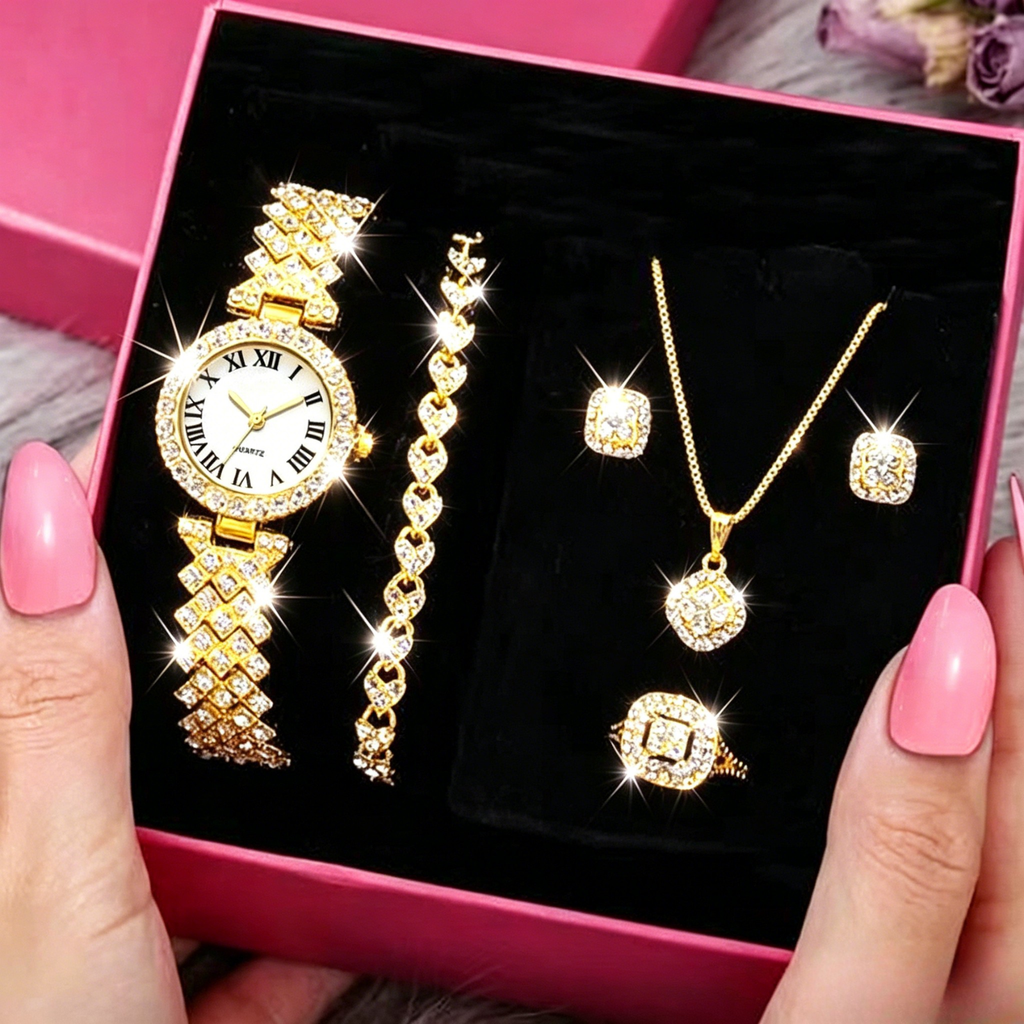 Luxury Rhinestone Roman Numeral Quartz Watch