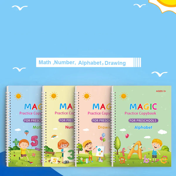 Pack Of 4 Kids Magic Practice Books