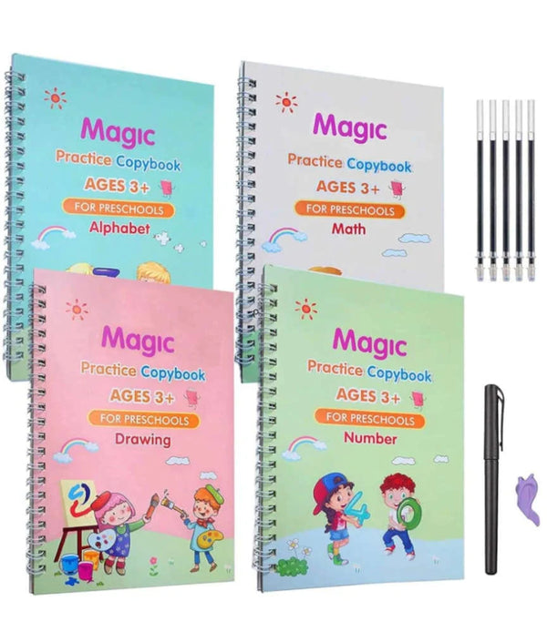 Pack Of 4 Kids Magic Practice Books