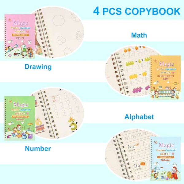 Pack Of 4 Kids Magic Practice Books